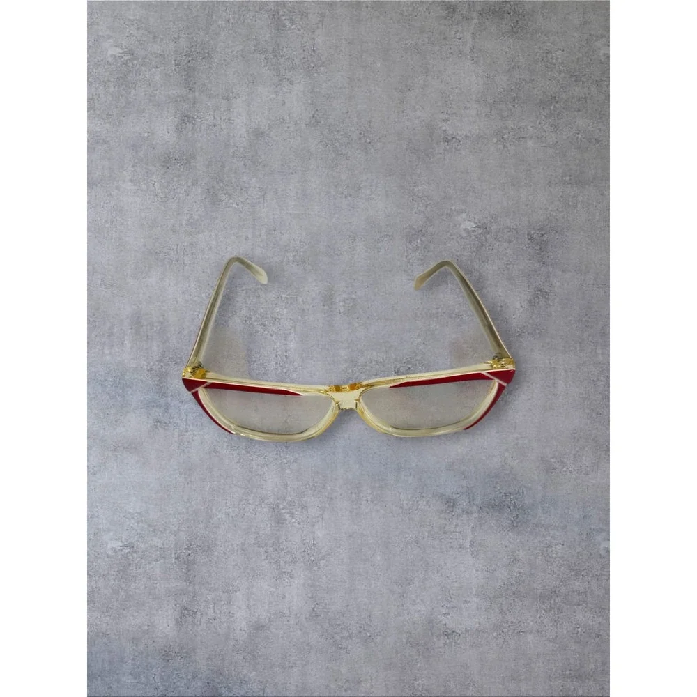 Fabrege Eyeglass FRAMES ONLY Women Red Clear Yellow Vintage Square 41